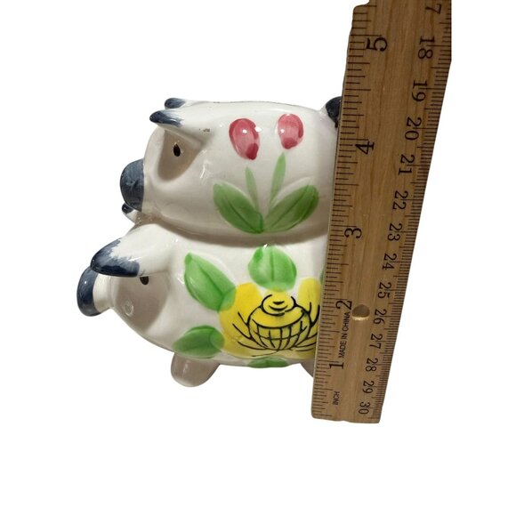 Ceramic White Piggy Bank Floral Coin Slot Stopper Decorative Japan - Picture 8 of 9